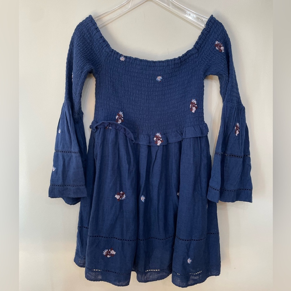 NWT Free People Counting Daisies Embroidered Flower Bell Sleeve Mini Dress Sz M - Picture 10 of 10